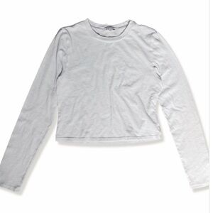 perfectwhitetee NWT Women's Long Sleeve Crop Crewneck - White Sz XS
